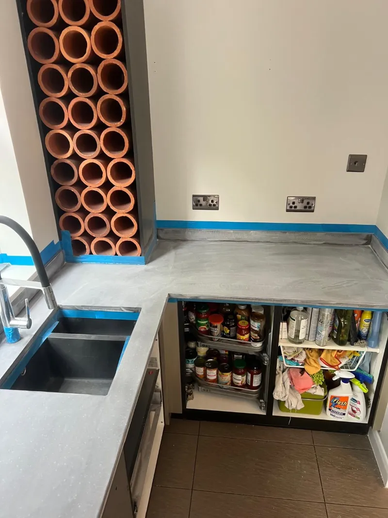 kitchen worktop spraying